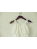 Ivory Chiffon Lace Trim Tiered Flower Girl Dress